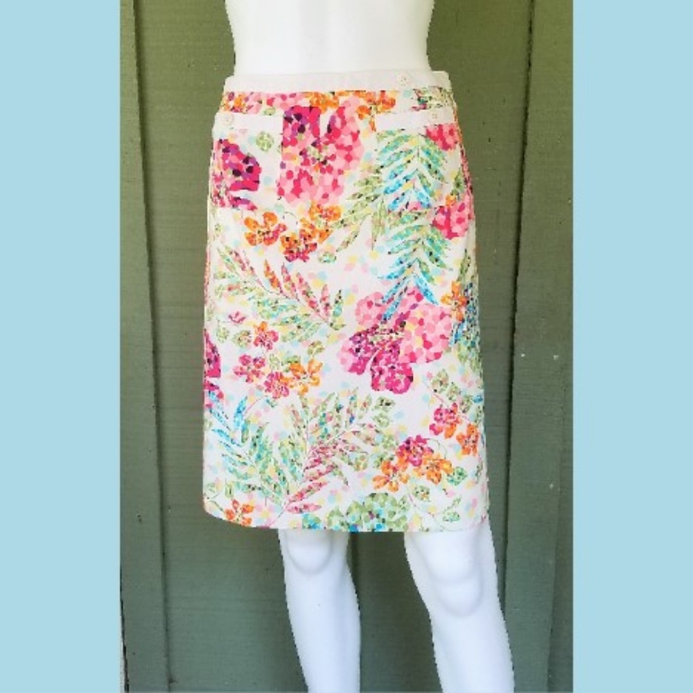 TALBOTS Colorful Floral Cotton Skirt 2P Petite 2